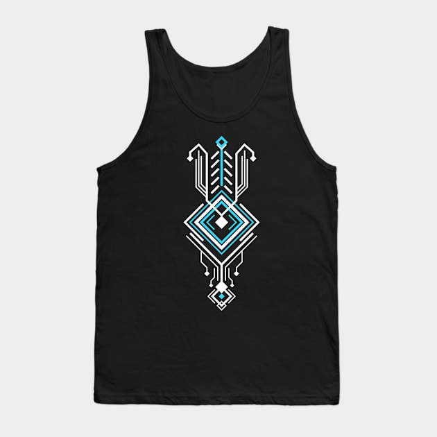 Futuristic Tribal Geometric Sci-fi Tattoo Symbol Tank Top by Teeziner